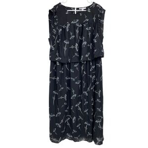 DR2 Dress‎ Black Floral Midi Dress Women's Plus Size 3X